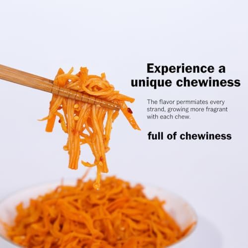 Fresh Spicy Enoki Mushrooms,Savory Spicy Mushroom Snack in Red Oil,Latiao, Strip Series, 辣条系列, Flammulina,Instant Pickles,Chinese Specialty Food (440g/15.56oz, 20 packets in total)