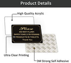 Do Not Flush Paper Towels or Feminine Products in Toilets Sign 10” x 7” Thick Acrylic Self-Adhesive Modern Design Sign, Easy to Install