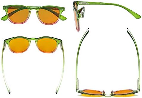 Eyekepper Ladies Blue Light Blocking Reading Glasses with Orange Tinted Filter Lens - Night Sleep Computer Readers Women - Green-Pink Frame +1.25