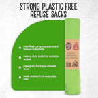 Eco Green Living 140L Wheelie Bin Liners, Compostable Plastic Free Strong & Durable Refuse Sacks for Wheelie Bins, Dustbins, and Household Waste, Tie Handle Garbage Bags - 5 Bags
