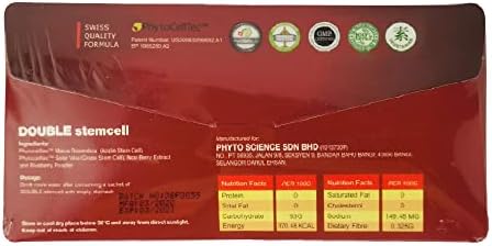 Phytoscience Double Stem Cell Anti Aging Supplement Acai Berry Extract Blueberry Reduce Wrinkles Pores Pimples Fine Lines Skin Texture (14 Sachets)