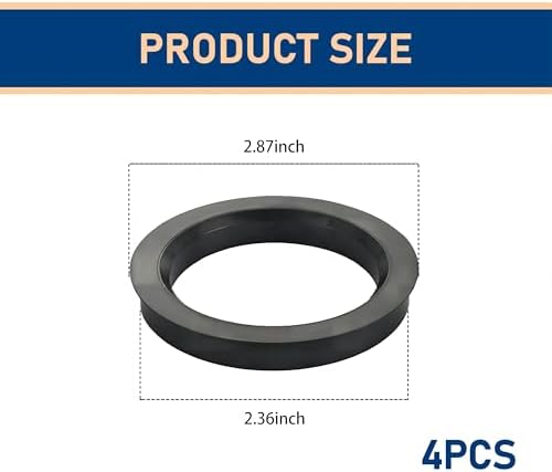 Pack-4 Car Wheel Hub Center Ring, 2.87" OD 2.36" ID Plastic Dust and Rust Adapter Ring, and Anti-Vibration Reducing Shaft Collar, Compatible with Specific Models (Black)