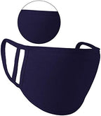 Trimming Shop Kids Face Mask Reusable Washable Face Covering for Children 2 Ply Face Mask, Cotton Face Mask Breathable Safety Mask Protection from Pollution, Navy Blue, 14cm x 10cm, 1pc