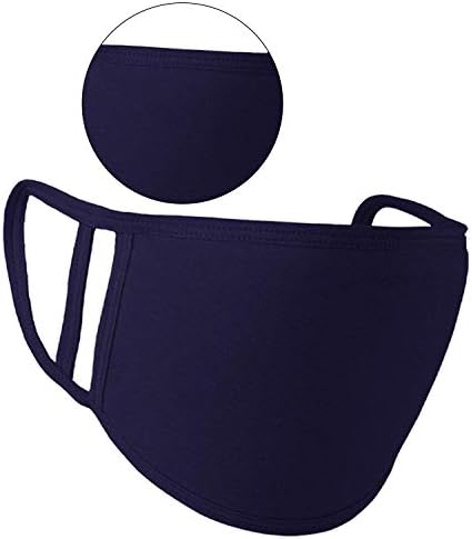 Trimming Shop Kids Face Mask Reusable Washable Face Covering for Children 2 Ply Face Mask, Cotton Face Mask Breathable Safety Mask Protection from Pollution, Navy Blue, 14cm x 10cm, 1pc