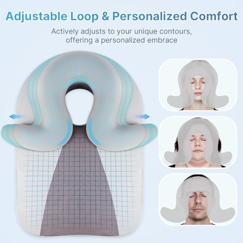 Eye Face Down Pillow Set for Sleeping, BBL, Retinal Surgery Recovery, Soft U-Shaped Memory Foam Stomach Sleeping Prone Pillow with Adjustable Loop for Personalized Comfort, Home Massage Pillows, Grey