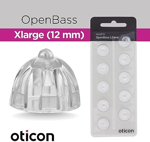 Genuine Oticon Minifit Open Bass 12mm (0.47 inches - Too Big) Hearing Aid Domes, OEM Denmark Replacements, Authentic Accessories for Optimal Performance -1 Pack/10 Domes Total