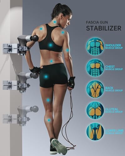 Massage Gun Holder Plus for Back, Muscle Hands Free Percussion, All Aluminium Alloy Made, Compatible with Most Massage Gun, Design for Hard-to-Reach Area, Holder ONLY