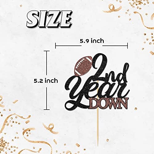 2nd Year Down Cake Topper, Football Cake Decor for Boys Girls 2nd Birthday/Baby Shower Party Decoration, Sports Theme Two Years Birthday Party Cake Decor, Football Birthday Party Supplies