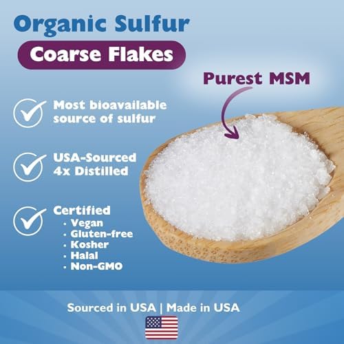 KALA HEALTH MSMPure Coarse MSM Powder Flakes – US-Made MSM for Joint Health, Skin Appearance, and Hair & Nail Support – 1 lb, Organic Sulfur