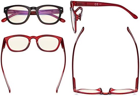 Eyekepper Blue Light Filter Reading Glasses - UV420 Protection Computer Reader Eyeglasses - Black-Red +1.75