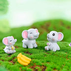 6 Pcs Mini Elephant Animal Figures Toy Cake Toppers, Miniature Elephant Figurines Fairy Garden Moss Landscape DIY Terrarium Crafts Ornament, Cake Decoration Christmas Birthday Gift