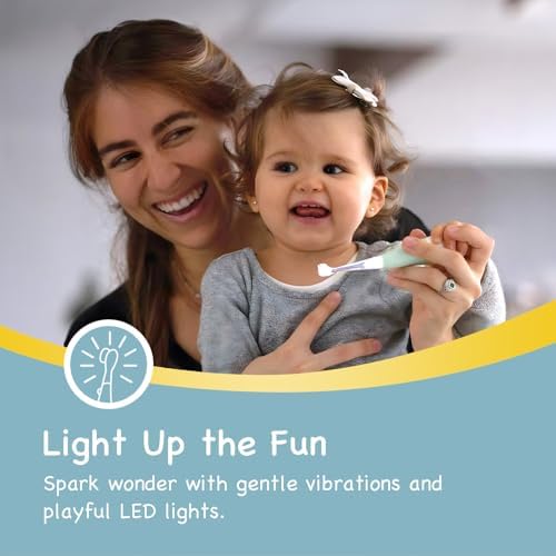 Papablic BabyHandy 2-Stage Baby Sonic Electric Toothbrush for Babies and Toddlers Ages 0-3 Years