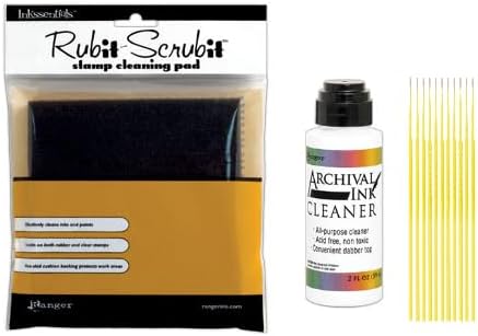 Trebbies Rub It Scrub It Bundle - Ranger Rub It Scrub It Stamp Cleaning Pad with Ranger Archival Ink Cleaner - with Trebbies Detail Sticks
