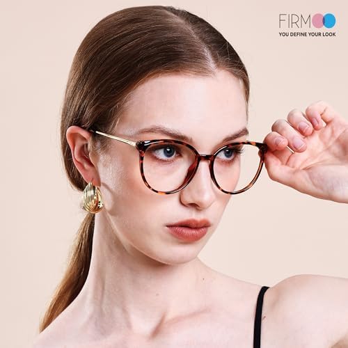Firmoo Oversize Blue Light Blocking Glasses for Women/Men, Anti Glare Anti Eyestrain, Chic Round Computer Glasses Unisex