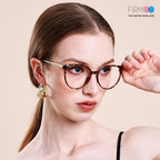 Firmoo Oversize Blue Light Blocking Glasses for Women/Men, Anti Glare Anti Eyestrain, Chic Round Computer Glasses Unisex