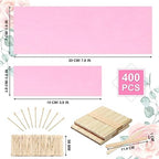 400 Pieces Wax Strips Sticks Kit, Non-Woven Waxing Removal Strips with Wax Applicator Stick for Body Skin Facial Hair Removal Tools(Pink)