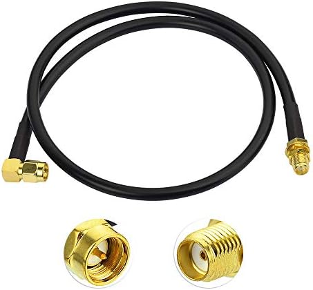 BINGFU Ham Radio Antenna Extension Cable SMA Male Right Angle to SMA Female RG58 Coaxial Cable 60cm 2 feet for BaoFeng Wouxun Icom Yaesu Vertex Standard Horizon Marine VHF Ham Radio