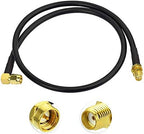 BINGFU Ham Radio Antenna Extension Cable SMA Male Right Angle to SMA Female RG58 Coaxial Cable 60cm 2 feet for BaoFeng Wouxun Icom Yaesu Vertex Standard Horizon Marine VHF Ham Radio