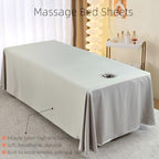 Premium Reusable Massage Table Skirt Sheets with Face Hole, Bed Cover Professional Massage Linens Fitted Wax Mat for Esthetician Bed, Stain and Wrinkle-Resistant, Machine Washable (Grey, 72*118 Inch)