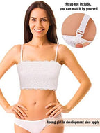 Boao 4 Pieces Women Floral Lace Bandeau Bra Strapless Cleavage Cover Tube Top Elastic Seamless Stretchy No Pad Bandeau Bra