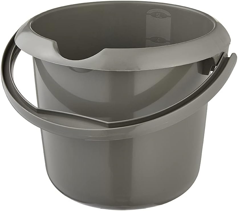 keeeper Bucket with Integrated Measuring Scale and Ergonomic Handle, 5 litres, Mika Eco Line, Gray