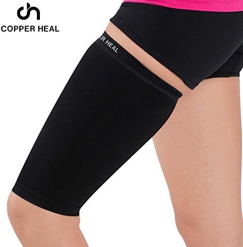 COPPER HEAL THIGH Compression Recovery Sleeve Recover from Sore Pulled Hamstring & Groin Strain Sprains Tendinitis Injury Quadriceps Muscle Tear Quad Support Sports workout Soccer leg