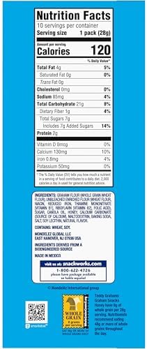 TEDDY GRAHAMS Honey Graham Snacks, 40 Kids Snack Packs (4 Boxes)