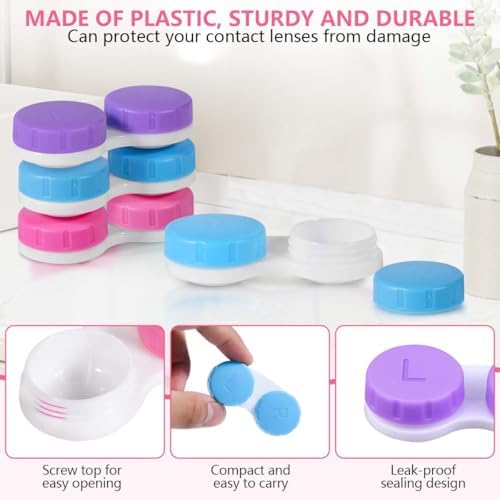 KISEER 36 Pack Colorful Cute Contact Lens Case Bulk Box Holder Container Soak Storage Kit (4 Color)