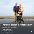 Helavo Carbon Ultralight Rollator Walker, 4 Wheel Walker with Seat and Brakes, 300 lbs Capacity, Lightweight (12.3 lbs), 8" Wheels, Height Adjustable Folding Rollator, Black
