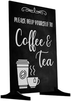 Please Help Yourself To Coffee & Tea Sign/Notice - Freestanding sign for Guests, Customers, Clients Coffee Mornings, Meetings, Conferences where refreshments are served. A4 Size with Wood Stand.