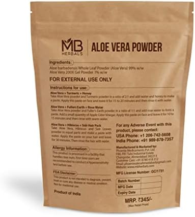 MB Herbals Aloe Vera Powder 8 oz (227 Gram / 0.5 lb) | Aloe barbadensis Powder | Natural Skin Moisturizer | Promotes Hair Growth | for External Use Only