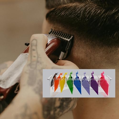 AUEAR, Clipper Guard Holder Organizer, Professional 10 Slots Comb Case, Rectangular Barber Guards Storage Box for Universal Hair Clippers Essentials Tool
