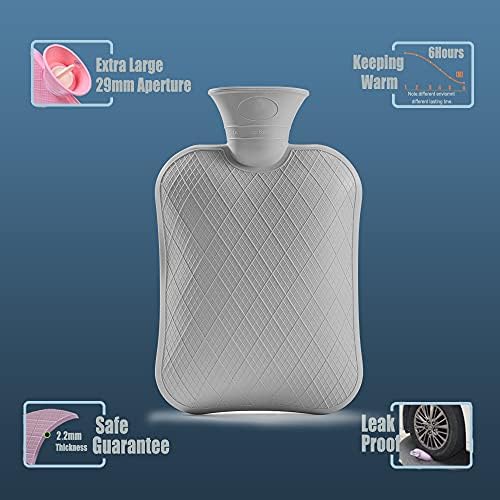 BICAREE Fuzzy Hot Water Bottle with Cover,Hot Water Bags for Pain Relief 2Liter,Heat Pad,Hot and Cold Therapy,Menstrual,Bpa Free