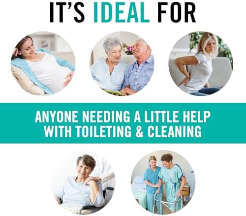 Juvo Toilet Aid - Personal Bottom Wiping Tool, Bathroom Mobility Aid for Disabled, Elderly, and Surgery Recovery - 18" long wand with hygienic cover