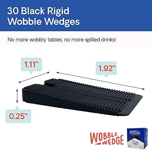 Wobble Wedges Rigid Plastic Shims, Multi-Purpose Shim Wedges for Home Improvement & Work - Plastic Wedge for Table, Toilet, Furniture Levelers & Leveling Feet, Made in USA, Black, 30Pack