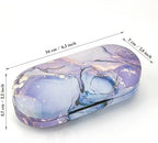 2 in 1 Contact Lens and Glasses Case,Double Sided Dual Use Design with Mirror, Tweezer and Contact Lens Solution Bottle,Portable Soak Storage Kit for Travel,Office(Purple Marble)