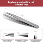Eyebrow Tweezers for Women Facial Hair, Precision Slant Tweezers with Comfortable Handle, Sharp Eyebrow Plucker With Travel Case