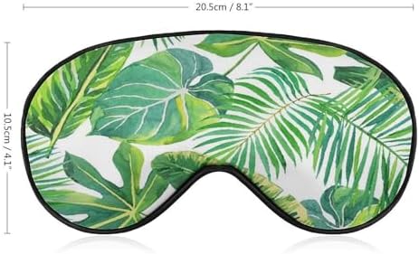 Watercolor Green Tropical Jungle Palm Leaves Sleep Mask for Women Men, Light Blocking Breathable Eye Mask with Adjustable Strap, Pressure-Free Comfortable Eye Cover for Travel Nap