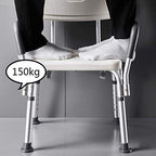 Shower Chair for Elderly Heavy Duty Height Adjustable Shower Seat with Arms and Back Shower Assist Seniors and Disabled, Bathroom Shower Stool Load Weight 150KG Non-Slip Safety,WHI