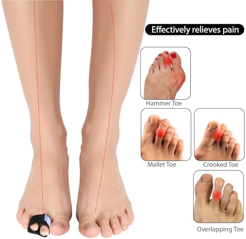 4 Pcs Hammer Toe Straightener Buddy Wraps Hammer Toe Corrector Adjustable Reusable Splint Bandages Support Protection Cushioned for Women Men Broken Crooked Overlapping Curled Bent Toes