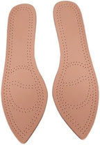 Breathable Cowhide Shoes Insoles for Women, Thick Soft Leather High Heel Cushions with Shock Absorption, Anti-Odor Sweat-Absorbing Inserts for Size 39-40 Pointed Toe Flat Shoes