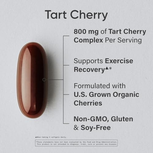 Sports Research Tart Cherry Capsules - Made from Montmorency Tart Cherries - Non-GMO & Gluten Free - 60 Liquid Softgels