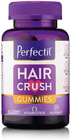 Perfectil Hair Crush Vitamin Gummies - Hair Growth and Thickening Formula | Supports Thicker, Healthy Hair | Biotin, Vitamin D, and More in a Vegan Chewable Gummy