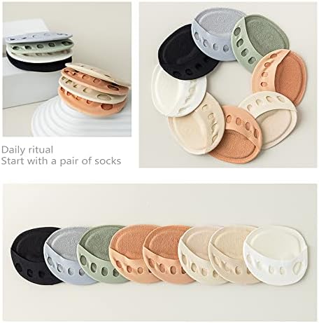 Ball of Foot Cushions Pad,4 Pairs Honeycomb Fabric Forefoot Pads for Metatarsal,No Show Women's Half Socks Pads Invisible Toe Topper Liner Socks Sponge Cushion (2 Beige/1 Black/1 White)