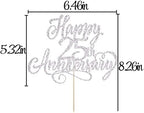 Silver Glitter Happy 25th Anniversary Cake Topper - Company Anniversary Party /25th Birthday Party Decorations