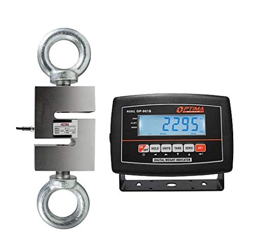 Optima Scales OP-926-1000 Digital Hanging Scale with High Precision Load Cell and Indicator, 1,000 lbs x 0.2 lb