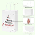 OUTUXED 240pcs White Paper Bags with Handles, 5.25x3.2x8 Inches Small White Gift Bags Bulk for Valentines, Christmas, Shopping, Birthday, Wedding and Business Party