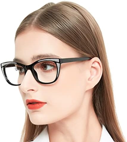 OCCI CHIARI Reading Glasses 2.25 Womens Trendy Cat Eye Readers 1.0 1.25 1.5 1.75 2.0 2.25 2.5 3.0 3.5 4.0 (Black/Sliver, 2.25)