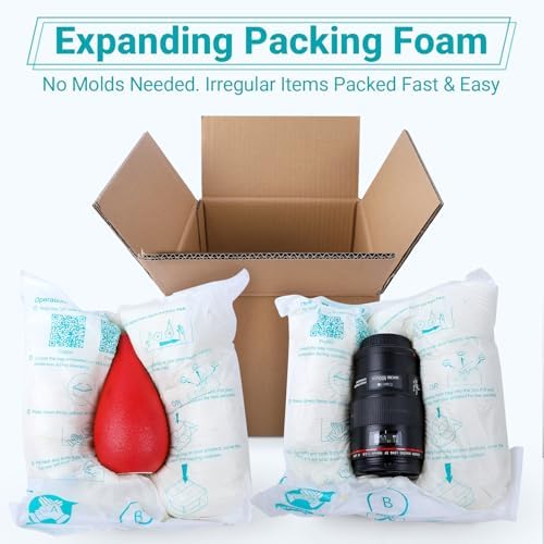 10Pcs 14" x 16" Expanding Foam Packaging for PC & Irregular-Shaped Items, Self-Adapting Protective Foam for Shipping Electronics, Fragile & Valuable Items