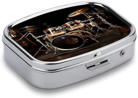 Square Pill Box,Drum Set Medicine Pill Case,Two-Compartment Pill Box,Portable Pill Organizer for Purse Or Pocket